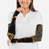 Viking Warrior Guardian Quote Arm Sleeves Runic Circle Odin Ravens Mythology Dark Gold