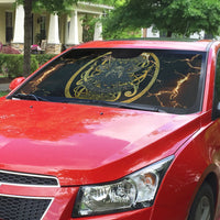 Viking Warrior Guardian Quote Auto Sun Shade Runic Circle Odin Ravens Mythology Dark Gold