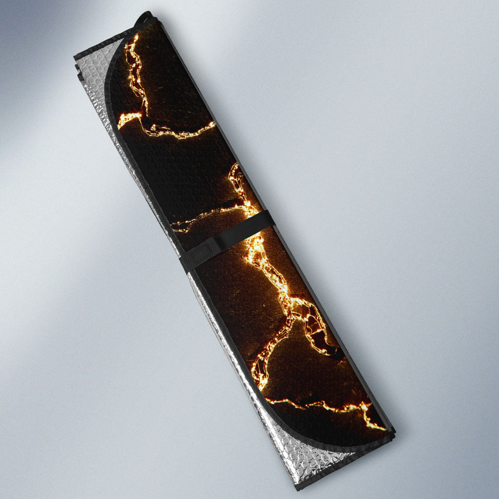 Viking Warrior Guardian Quote Auto Sun Shade Runic Circle Odin Ravens Mythology Dark Gold