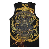 Viking Warrior Guardian Quote Basketball Jersey Runic Circle Odin Ravens Mythology Dark Gold
