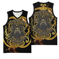 Viking Warrior Guardian Quote Basketball Jersey Runic Circle Odin Ravens Mythology Dark Gold