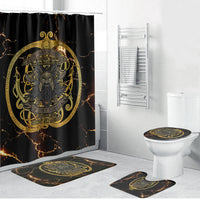 Viking Warrior Guardian Quote Bathroom Set Runic Circle Odin Ravens Mythology Dark Gold