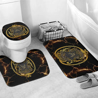 Viking Warrior Guardian Quote Bathroom Set Runic Circle Odin Ravens Mythology Dark Gold