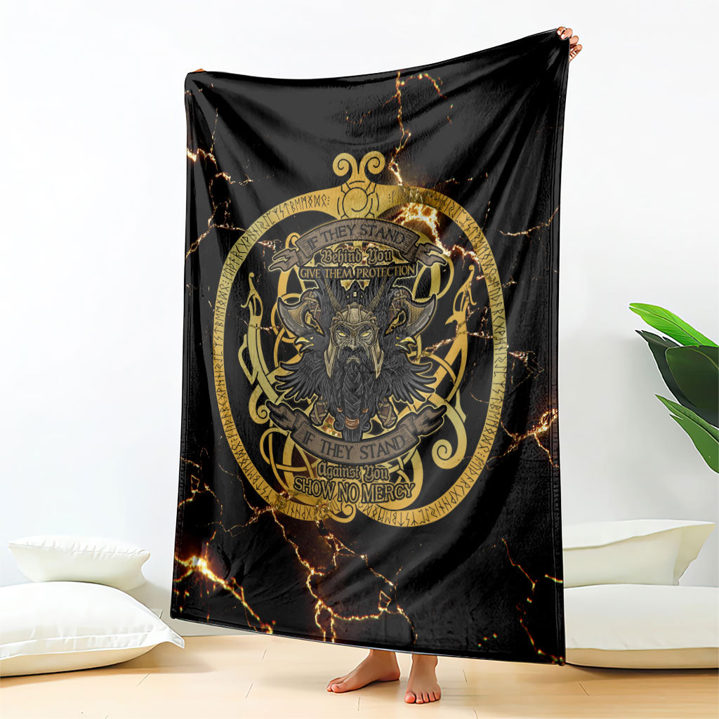 Viking Warrior Guardian Quote Blanket Runic Circle Odin Ravens Mythology Dark Gold