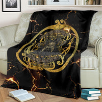 Viking Warrior Guardian Quote Blanket Runic Circle Odin Ravens Mythology Dark Gold