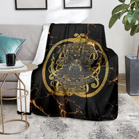 Viking Warrior Guardian Quote Blanket Runic Circle Odin Ravens Mythology Dark Gold