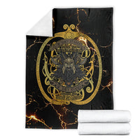 Viking Warrior Guardian Quote Blanket Runic Circle Odin Ravens Mythology Dark Gold