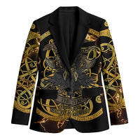 Viking Warrior Guardian Quote Blazer Runic Circle Odin Ravens Mythology Dark Gold