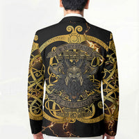 Viking Warrior Guardian Quote Blazer Runic Circle Odin Ravens Mythology Dark Gold