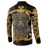 Viking Warrior Guardian Quote Button Sweatshirt Runic Circle Odin Ravens Mythology Dark Gold