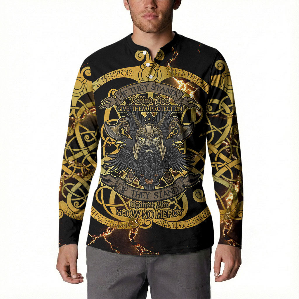Viking Warrior Guardian Quote Button Sweatshirt Runic Circle Odin Ravens Mythology Dark Gold