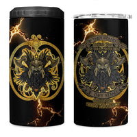 Viking Warrior Guardian Quote 4 in 1 Can Cooler Tumbler Runic Circle Odin Ravens Mythology Dark Gold