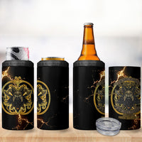 Viking Warrior Guardian Quote 4 in 1 Can Cooler Tumbler Runic Circle Odin Ravens Mythology Dark Gold