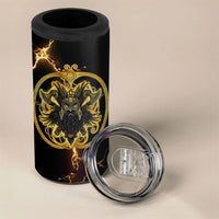 Viking Warrior Guardian Quote 4 in 1 Can Cooler Tumbler Runic Circle Odin Ravens Mythology Dark Gold