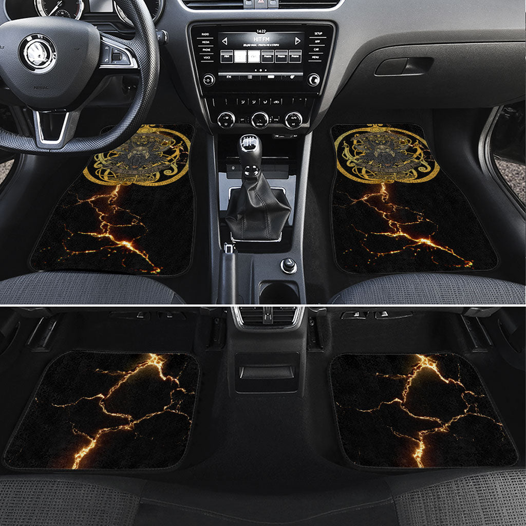 Viking Warrior Guardian Quote Car Mats Runic Circle Odin Ravens Mythology Dark Gold