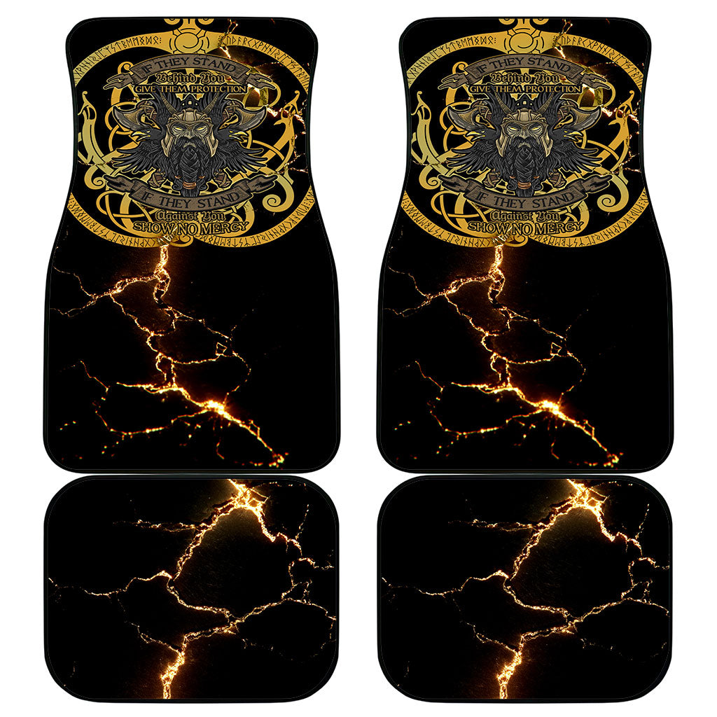 Viking Warrior Guardian Quote Car Mats Runic Circle Odin Ravens Mythology Dark Gold