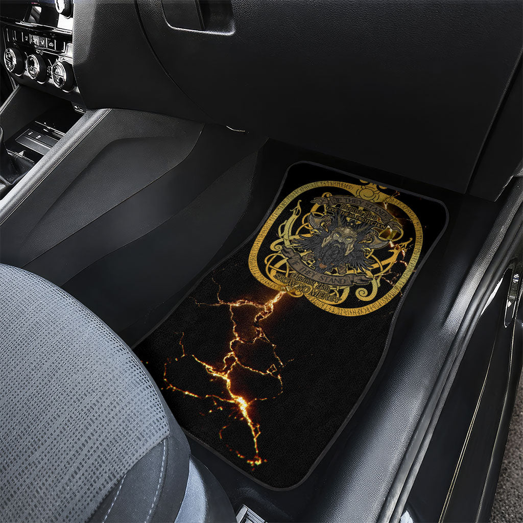 Viking Warrior Guardian Quote Car Mats Runic Circle Odin Ravens Mythology Dark Gold