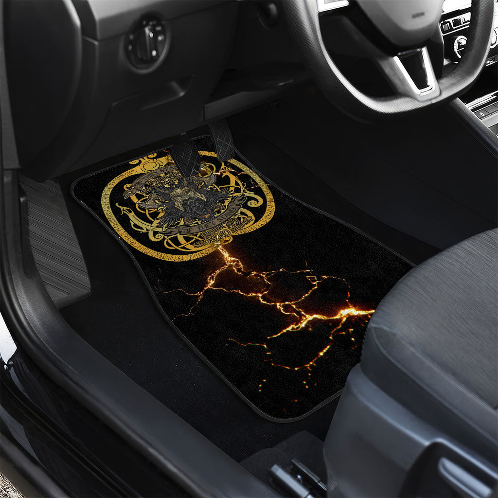 Viking Warrior Guardian Quote Car Mats Runic Circle Odin Ravens Mythology Dark Gold