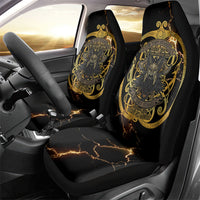 Viking Warrior Guardian Quote Car Seat Cover Runic Circle Odin Ravens Mythology Dark Gold