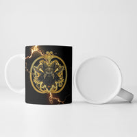 Viking Warrior Guardian Quote Ceramic Mug Runic Circle Odin Ravens Mythology Dark Gold