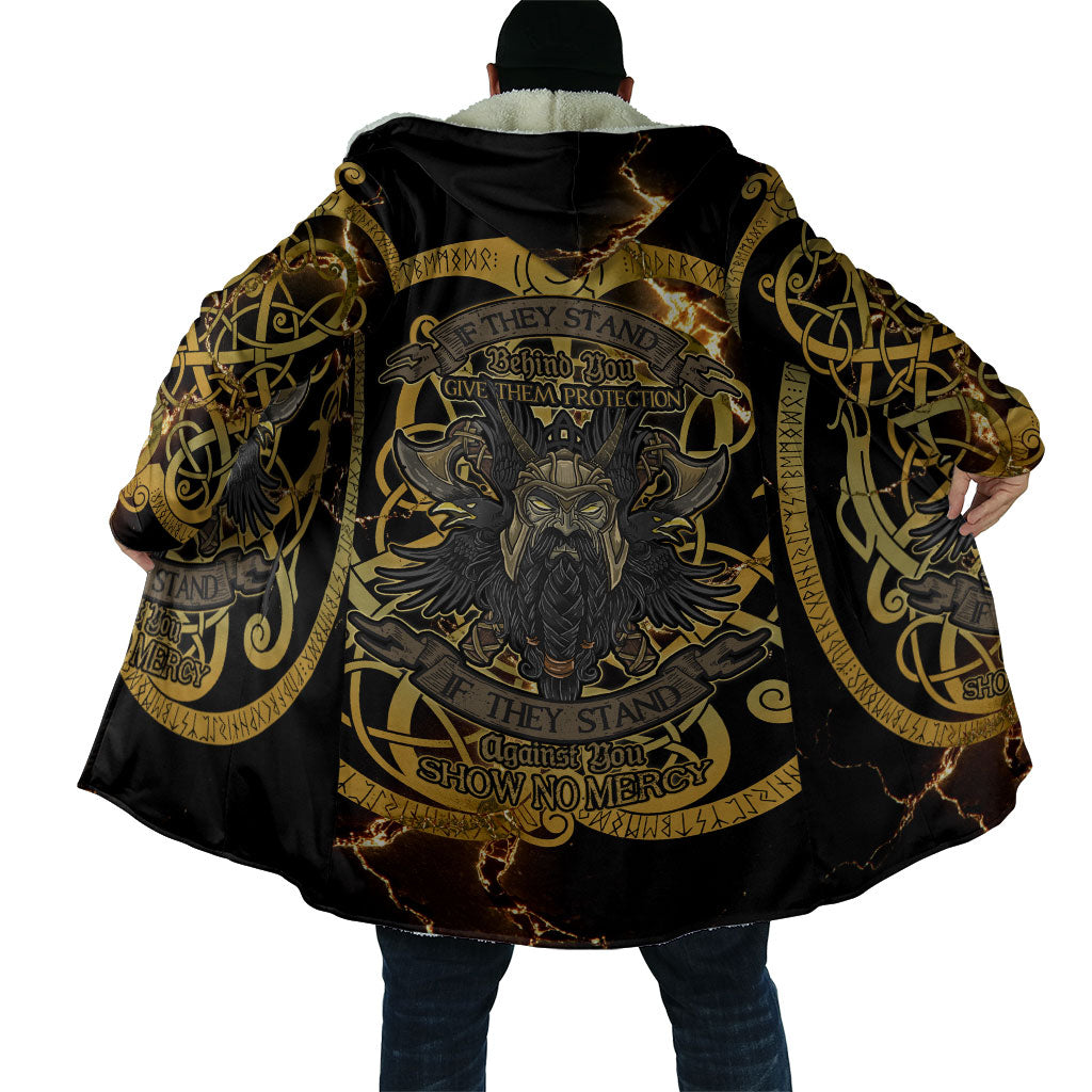 Viking Warrior Guardian Quote Cloak Runic Circle Odin Ravens Mythology Dark Gold