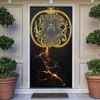 Viking Warrior Guardian Quote Door Cover Runic Circle Odin Ravens Mythology Dark Gold