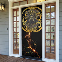 Viking Warrior Guardian Quote Door Cover Runic Circle Odin Ravens Mythology Dark Gold