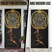 Viking Warrior Guardian Quote Door Cover Runic Circle Odin Ravens Mythology Dark Gold