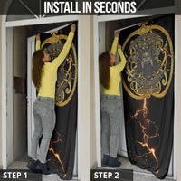 Viking Warrior Guardian Quote Door Cover Runic Circle Odin Ravens Mythology Dark Gold