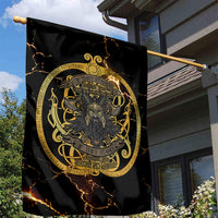 Viking Warrior Guardian Quote Garden Flag Runic Circle Odin Ravens Mythology Dark Gold