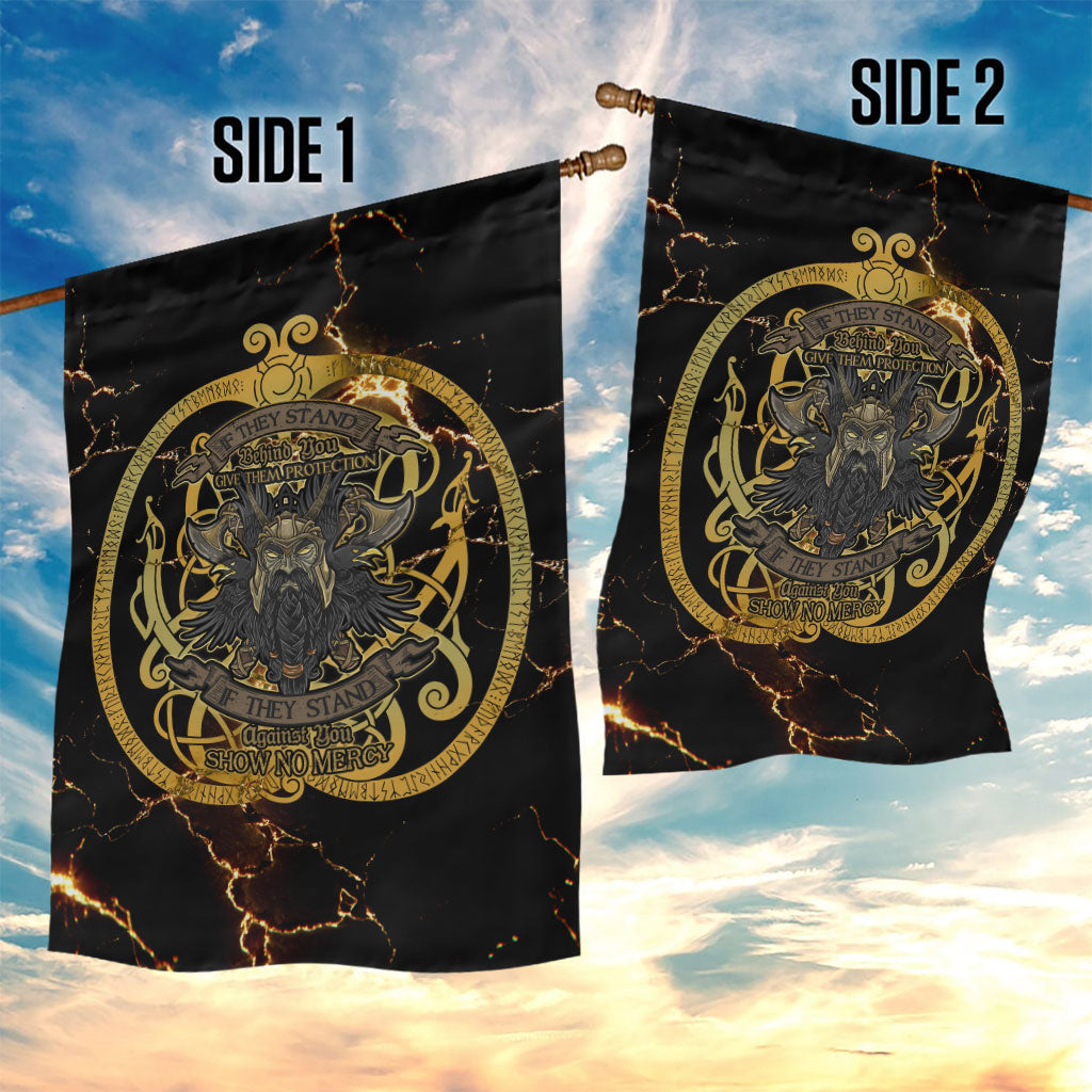 Viking Warrior Guardian Quote Garden Flag Runic Circle Odin Ravens Mythology Dark Gold