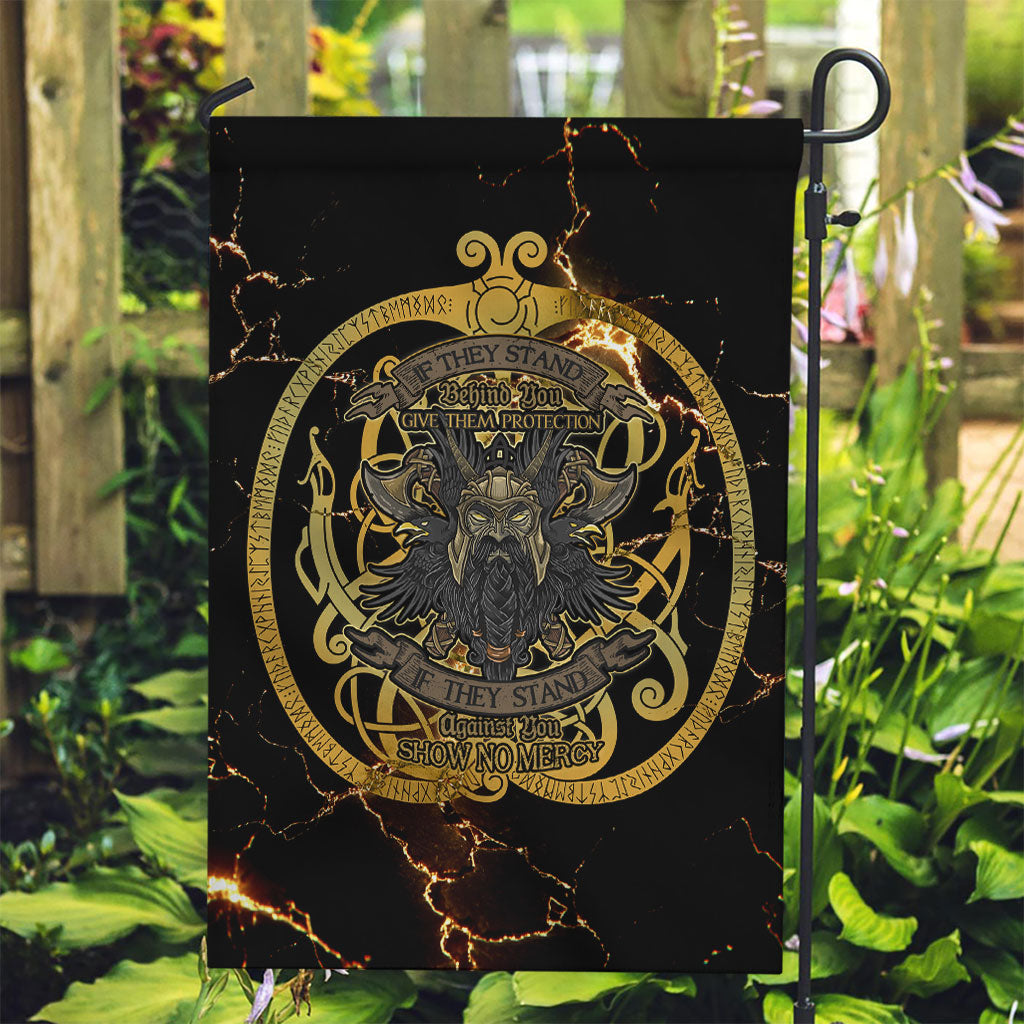 Viking Warrior Guardian Quote Garden Flag Runic Circle Odin Ravens Mythology Dark Gold