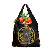Viking Warrior Guardian Quote Grocery Bag Runic Circle Odin Ravens Mythology Dark Gold