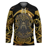 Viking Warrior Guardian Quote Hockey Jersey Runic Circle Odin Ravens Mythology Dark Gold