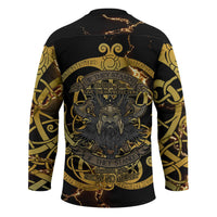 Viking Warrior Guardian Quote Hockey Jersey Runic Circle Odin Ravens Mythology Dark Gold