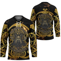 Viking Warrior Guardian Quote Hockey Jersey Runic Circle Odin Ravens Mythology Dark Gold
