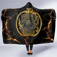 Viking Warrior Guardian Quote Hooded Blanket Runic Circle Odin Ravens Mythology Dark Gold