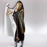 Viking Warrior Guardian Quote Hooded Blanket Runic Circle Odin Ravens Mythology Dark Gold