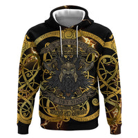 Viking Warrior Guardian Quote Hoodie Runic Circle Odin Ravens Mythology Dark Gold