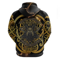 Viking Warrior Guardian Quote Hoodie Runic Circle Odin Ravens Mythology Dark Gold