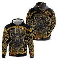 Viking Warrior Guardian Quote Hoodie Runic Circle Odin Ravens Mythology Dark Gold