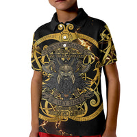 Viking Warrior Guardian Quote Kid Polo Shirt Runic Circle Odin Ravens Mythology Dark Gold