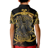 Viking Warrior Guardian Quote Kid Polo Shirt Runic Circle Odin Ravens Mythology Dark Gold