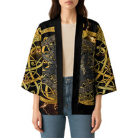 Viking Warrior Guardian Quote Kimono Runic Circle Odin Ravens Mythology Dark Gold