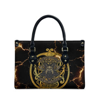 Viking Warrior Guardian Quote Leather Bag Runic Circle Odin Ravens Mythology Dark Gold