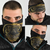 Viking Warrior Guardian Quote Neck Gaiter Runic Circle Odin Ravens Mythology Dark Gold