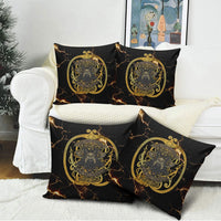 Viking Warrior Guardian Quote Pillow Cover Runic Circle Odin Ravens Mythology Dark Gold