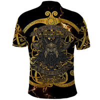 Viking Warrior Guardian Quote Polo Shirt Runic Circle Odin Ravens Mythology Dark Gold