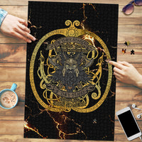 Viking Warrior Guardian Quote Puzzle Runic Circle Odin Ravens Mythology Dark Gold