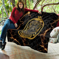 Viking Warrior Guardian Quote Quilt Runic Circle Odin Ravens Mythology Dark Gold